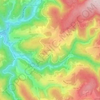 Bouteyre地形图、海拔、地势