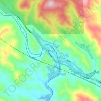 横道河子镇地形图、海拔、地势