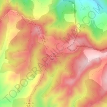 Chabrières地形图、海拔、地势