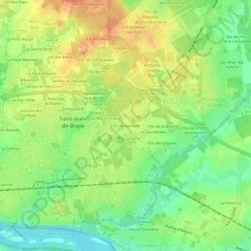 Clos de Genouilly地形图、海拔、地势