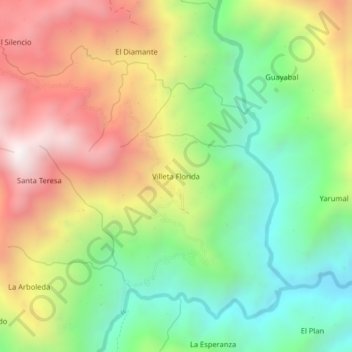Villeta Florida地形图、海拔、地势
