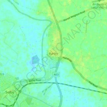 Barlby地形图、海拔、地势