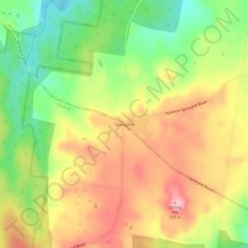 Springhill地形图、海拔、地势