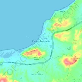Puerto Colombia地形图、海拔、地势