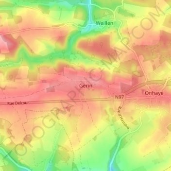 Gerin地形图、海拔、地势