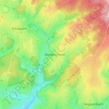 Möderscheid地形图、海拔、地势