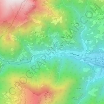 Calcinere地形图、海拔、地势