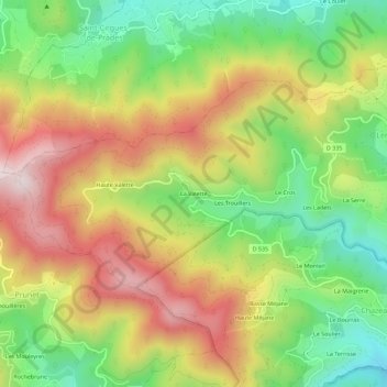La Valette地形图、海拔、地势