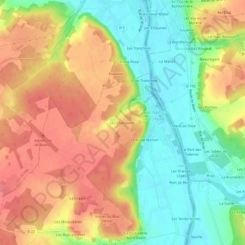 Les Champions地形图、海拔、地势