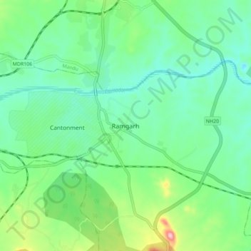 Ramgarh地形图、海拔、地势