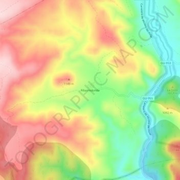 Ribarredonda地形图、海拔、地势