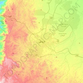 塔伊夫地形图、海拔、地势