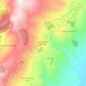 San Vicente de Tipin地形图、海拔、地势