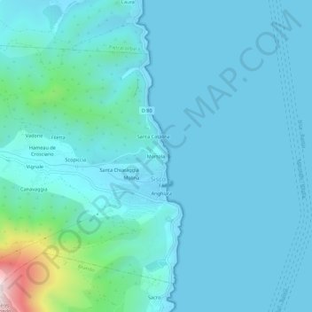 Mortola地形图、海拔、地势