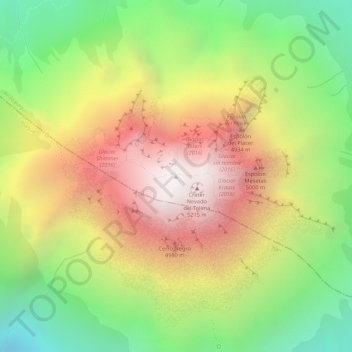 Nevado del Tolima地形图、海拔、地势