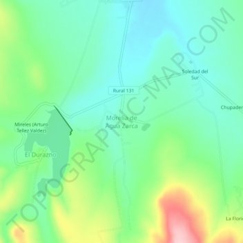 Morelia de Agua Zarca地形图、海拔、地势