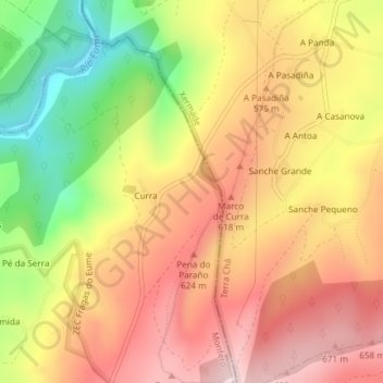 Marco de Curra地形图、海拔、地势