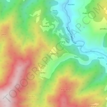bhutan地形图、海拔、地势