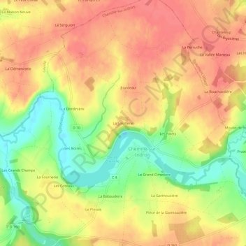La Gaulterie地形图、海拔、地势