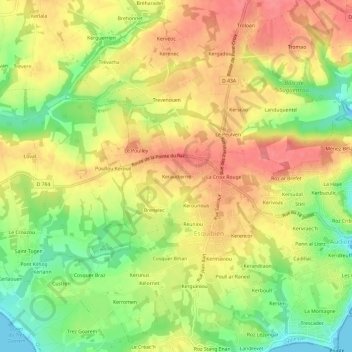Keraudierne地形图、海拔、地势