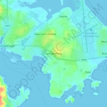 Sandwick地形图、海拔、地势