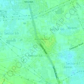 Badshahpur地形图、海拔、地势