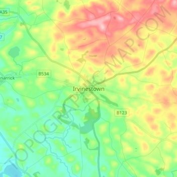 Irvinestown地形图、海拔、地势