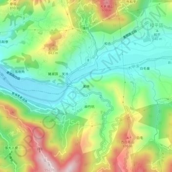 美林地形图、海拔、地势