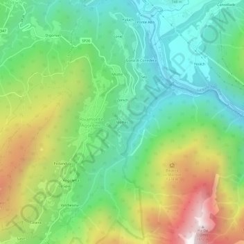 Mottes地形图、海拔、地势