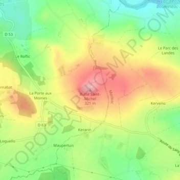 Butte Saint-Michel地形图、海拔、地势