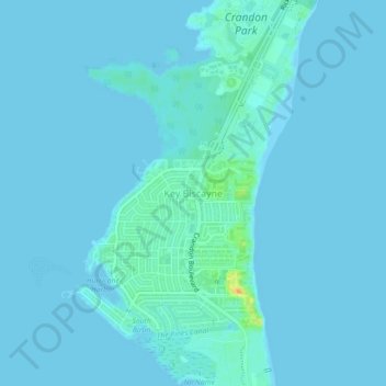 Key Biscayne地形图、海拔、地势