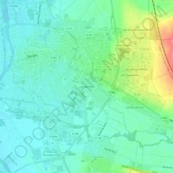 Les Maillots地形图、海拔、地势