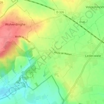 Les Cinq Rues地形图、海拔、地势