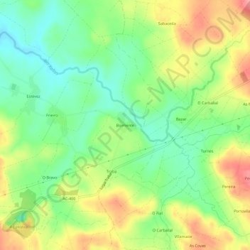 Boimente地形图、海拔、地势
