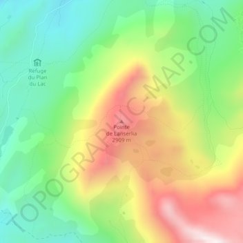 Pointe de Lanserlia地形图、海拔、地势