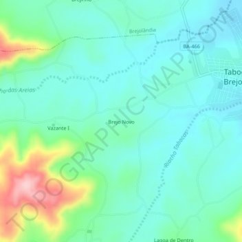 Brejo Novo地形图、海拔、地势