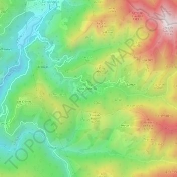 Saint-Colomban地形图、海拔、地势