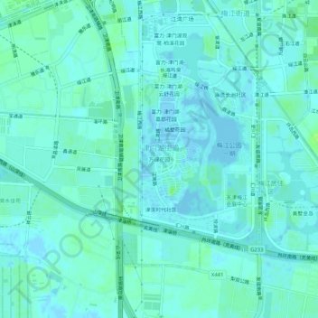 万绿花园地形图、海拔、地势