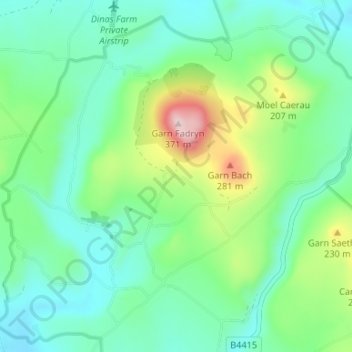 Garnfadryn地形图、海拔、地势