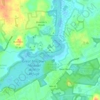 Balls Hill地形图、海拔、地势