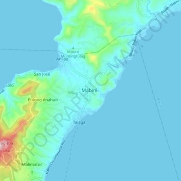 Mabini地形图、海拔、地势