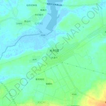 小简宅村地形图、海拔、地势