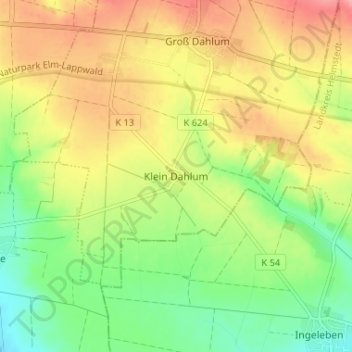 Klein Dahlum地形图、海拔、地势