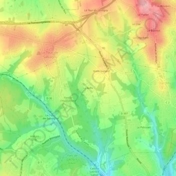 La Beffe地形图、海拔、地势