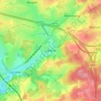 Lahérie地形图、海拔、地势