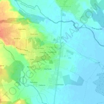 Porcellone地形图、海拔、地势