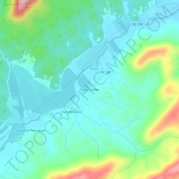 Yadkin Valley地形图、海拔、地势