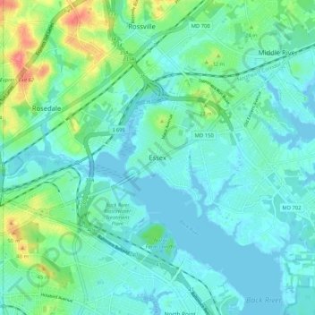 Essex地形图、海拔、地势