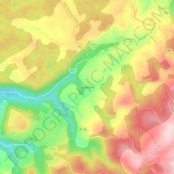 Belaygue地形图、海拔、地势