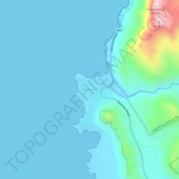 Rooiels地形图、海拔、地势